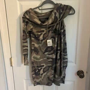 I.N.K. Camo One Cold Shoulder Tunic